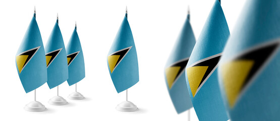 Set of Saint Lucia national flags on a white background