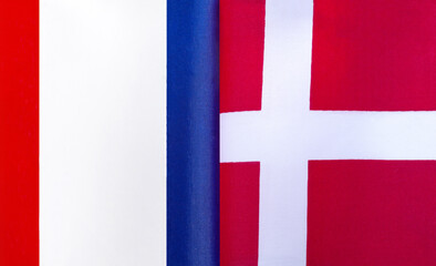 fragments of the national flags of France and Denmark close-up