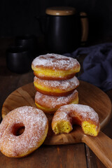 Donat labu or pumpkin doughnuts or donuts is a classic recipe for super soft and fluffy doughnuts made using mashed pumpkin.