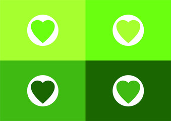 Hearts and circles background. Collection icon, love symbol set. Hand drawn icons vector set on green. For Valentine's day, banners, posters and wallpaper.