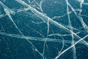 Ice patterns on Lake Baikal. Siberia, Russia. Texture.