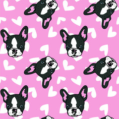 French bulldog seamless textile dog pattern vector repeat wallpaper tile background scarf isolated