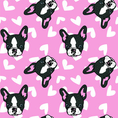 French bulldog seamless textile dog pattern vector repeat wallpaper tile background scarf isolated