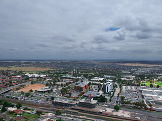 Fototapeta premium Panoramic aerial view of Broadmeadows Houses roads and parks in Melbourne Victoria Australia