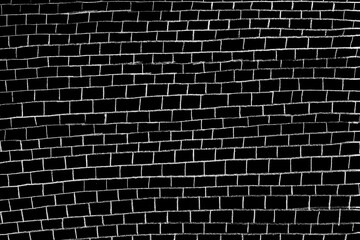 Naklejka na ściany i meble The texture of a hand-drawn brick wall on a black background. Uneven brick wall. The usual, but interesting background.