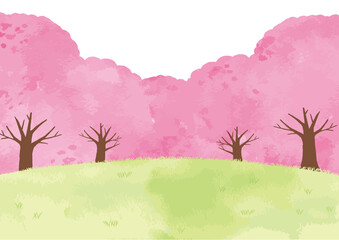 Fototapete 桜の木水彩 背景イラスト Fototapeten Perori