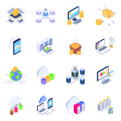 
Isometric Icons of Online Business Technology

