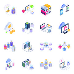
Isometric Icons of Cloud Network

