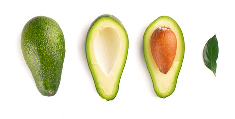 avocado, clipping path, isolated on white background full depth of field .