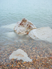 Rocky shoreline of Lake Michigan