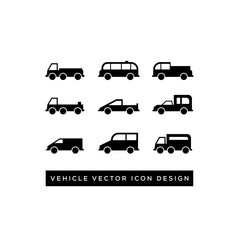 Car and Motorcycle type icons set. Variants of the model automobile and motor body silhouette for the web with the title. Vector black illustration isolated on white background.