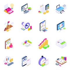 
Icons of Business Documentation in Isometric Design


