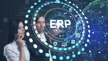 Business, Technology, Internet and network concept. Enterprise Resource Planning ERP corporate...