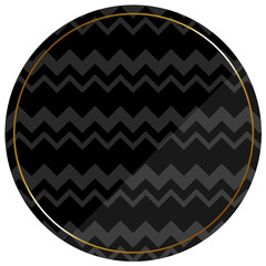 円形のフレーム　ブラック＆ゴールド　全面にギザギザ模様