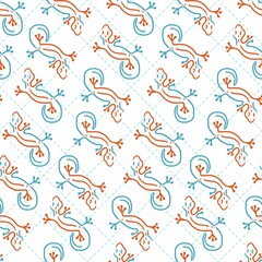 Abstract Gecko Vector Line Art Seamless Pattern