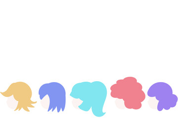 カラフルウィッグのフレーム　長方形　ホワイト