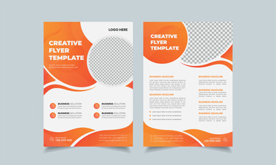 Set of flyer design layout, geometric business flyer template, complex blue colorful gradient ad in a4