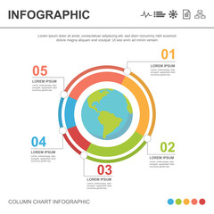 Infographic pie chart five topics
