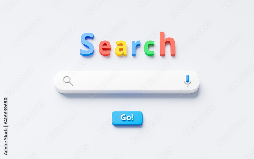 Fototapete blank minimal search bar box on website interface background with searching or finding button. 3d re