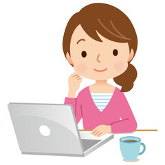 パソコンを使う女性　主婦
