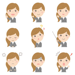 女性の上半身イラストセット（ビジネス）