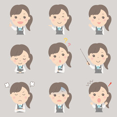 女性の上半身イラストセット（OL）