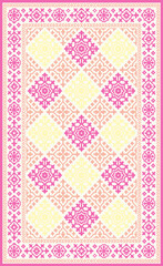 Carpet bathmat and Rug Boho Style ethnic design pattern with distressed texture and effect
