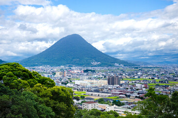 Mt. iino and Marugame town in Shikoku, Japan. 