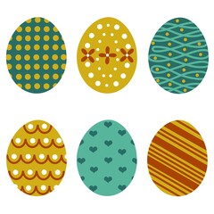 Vector icons of beautiful Easter eggs. Isolated icons on a white background.