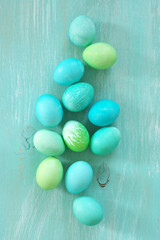 Light blue and green Easter eggs