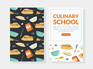 Culinary School Landing Page, Cooking Recipe, Homemade Food Website, Onboard Screen Cartoon Vector Illustration