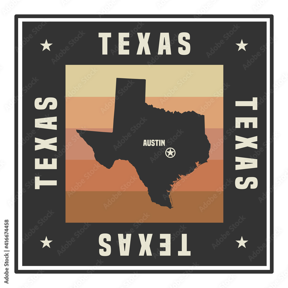 Canvas Prints Abstract square stamp or sign with name of US state Texas