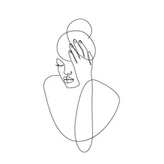 Woman Face Continuous One Line Vector Drawing. Style Template with Abstract Female Face. Modern Minimalist Simple Linear Style. Beauty Fashion Design