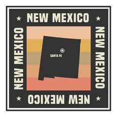 Abstract square stamp or sign with name of US state New Mexico