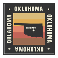 Abstract square stamp or sign with name of US state Oklahoma