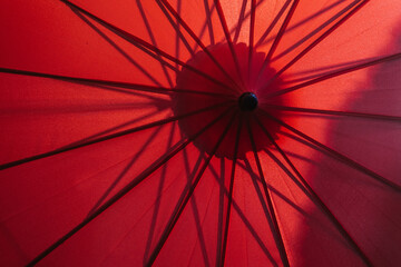 detail view of red parasol