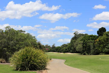 golf course with sky and tree