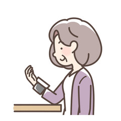 血圧をはかるおばあさん　手首式測定機