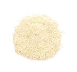 Pile of almond flour on white background