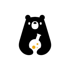 bear lab negative space logo vector icon illustration