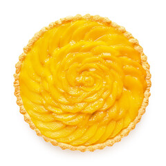 Tasty mango pie on white background