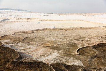 The travertines mountains of Pamukkale, located in the South-West of Turkey.