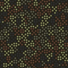 Abstract seamless pattern with khaki colored chaotic circles on dark