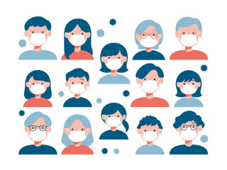 ウイルスと密集する人たち