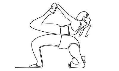 Continue line of woman doing yoga sport