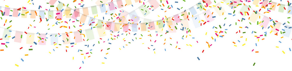 seamless colored garlands and confetti party background