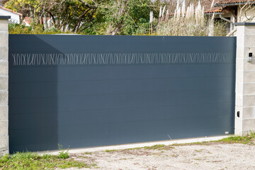 Aluminum gate sliding modern design grey portal of suburb garden door slide house