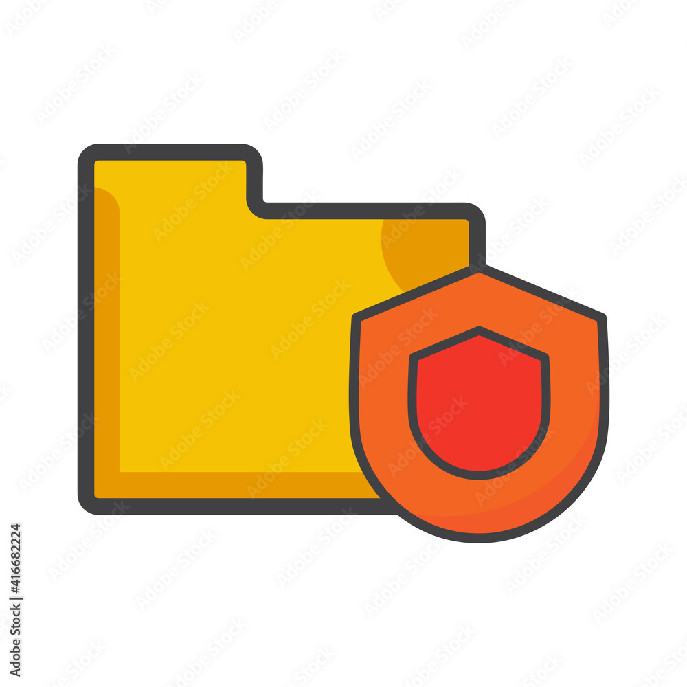 Poster file folder icon. file folder with protection shield illustration. flat vector icon. can use for, ic