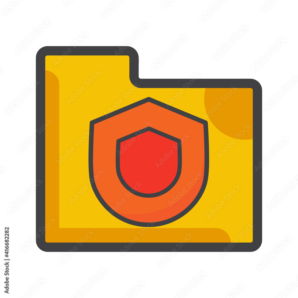 Poster file folder icon. file folder with protection shield illustration. flat vector icon. can use for, ic