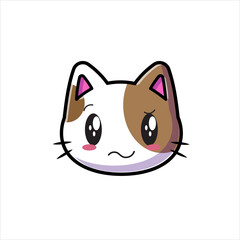 cute cat cartoon illustration with a confused expression